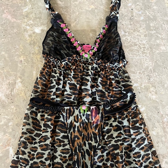 Vintage Betsey Johnson Intimates Leopard Print Slip and Thong Size M - Picture 2 of 8